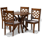 Load image into Gallery viewer, Baxton Studio Elena Modern And Contemporary Grey Fabric Upholstered And Walnut Brown Finished Wood 5-Piece Dining Set
