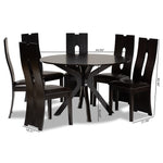 Load image into Gallery viewer, Baxton Studio Kenyon Modern And Contemporary Dark Brown Faux Leather Upholstered And Dark Brown Finished Wood 7-Piece Dining Set
