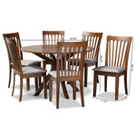 Load image into Gallery viewer, Baxton Studio Lore Modern And Contemporary Grey Fabric Upholstered And Walnut Brown Finished Wood 7-Piece Dining Set
