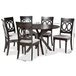 Load image into Gallery viewer, Baxton Studio Jessie Modern And Contemporary Grey Fabric Upholstered And Dark Brown Finished Wood 7-Piece Dining Set
