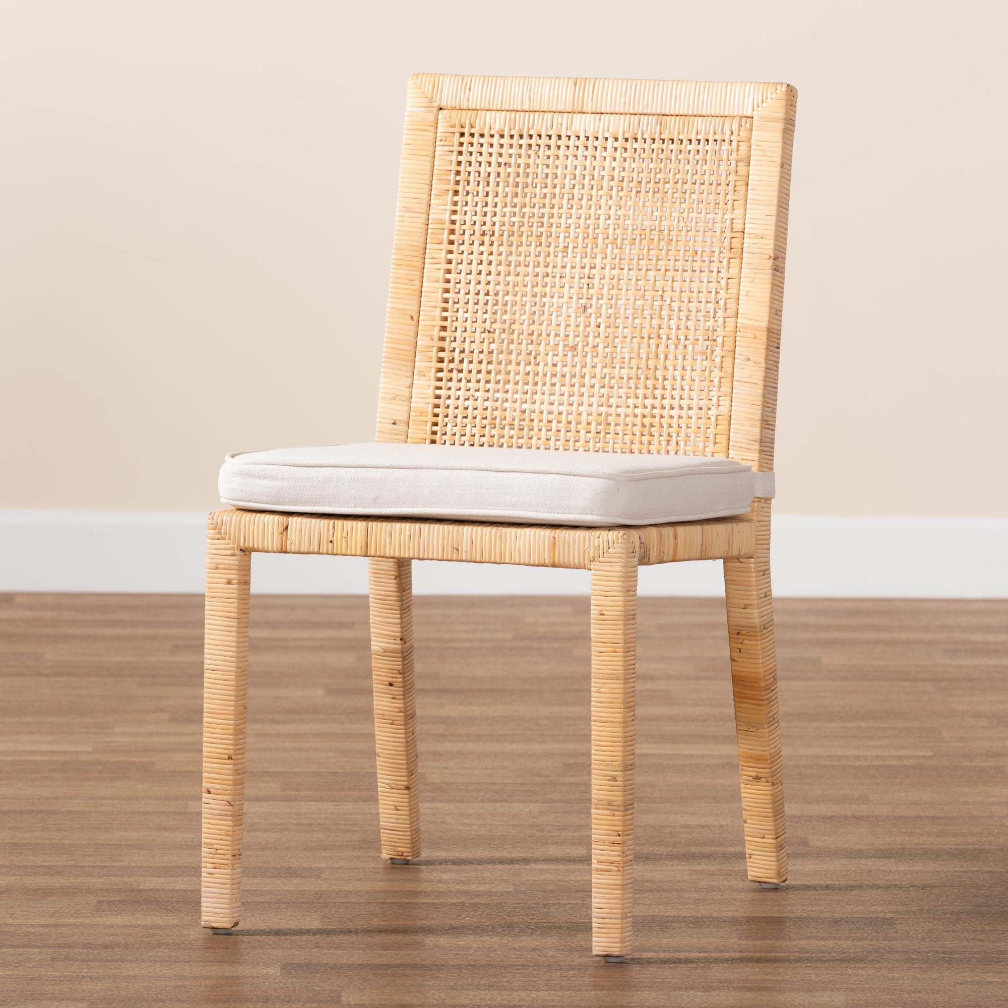 Baxton Studio Sofia Modern And Contemporary Natural Finished Wood And Rattan Dining Chair